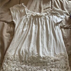 Diva Cream Crochet Accent Blouse